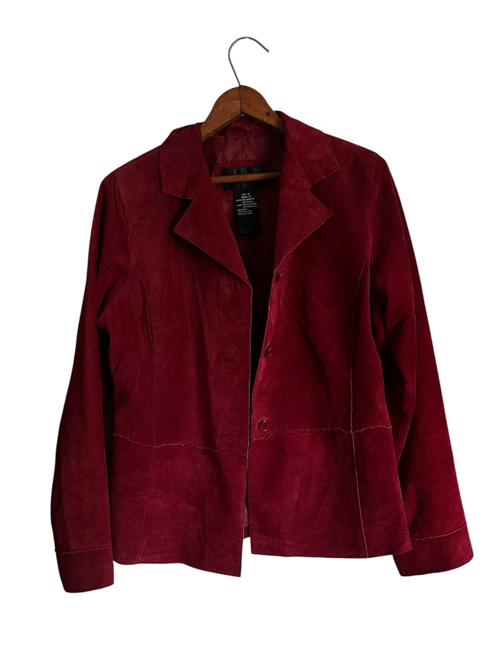 Vintage suede leather dark red blazer coat women’s size medium